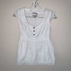 Burberry White Eyelet Peplum Blouse